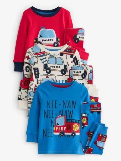 Pyjama's|Nachtkleding En Pyjama's*Next Rood/blauw met hulpvoertuigenprint - Mini Knusse Pyjama's 3 Set (9mnd-10jr)