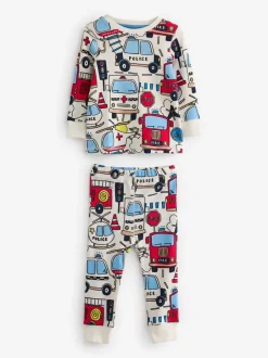 Pyjama's|Nachtkleding En Pyjama's*Next Rood/blauw met hulpvoertuigenprint - Mini Knusse Pyjama's 3 Set (9mnd-10jr)