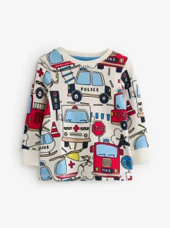 Pyjama's|Nachtkleding En Pyjama's*Next Rood/blauw met hulpvoertuigenprint - Mini Knusse Pyjama's 3 Set (9mnd-10jr)