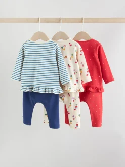 Tops|Sets En Combisets|Next Rood/blauw/crème - 6 -delige set van top met lange mouwen en leggings (0mnd -3jr)