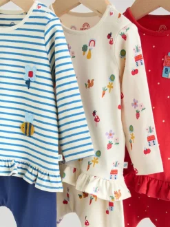 Tops|Sets En Combisets|Next Rood/blauw/crème - 6 -delige set van top met lange mouwen en leggings (0mnd -3jr)