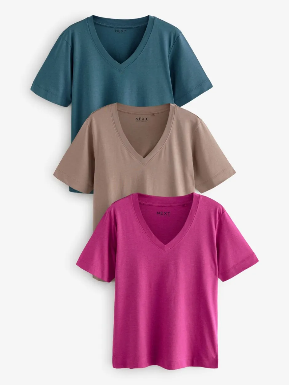 Tops En T-Shirts|Next - Modal slouch T-shirt met korte mouwen verpakking van 3 Rood/blauwgroen