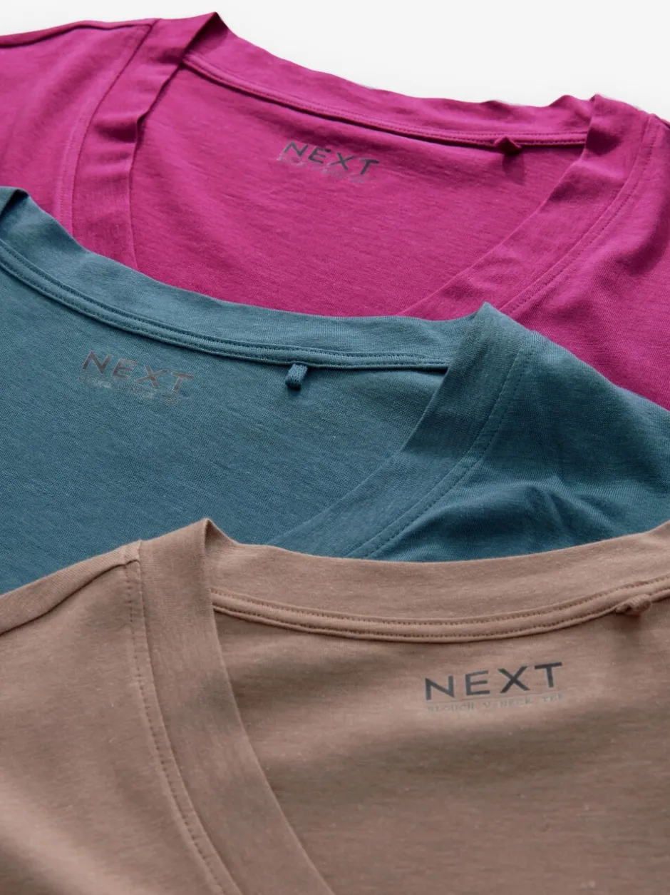 Tops En T-Shirts|Next - Modal slouch T-shirt met korte mouwen verpakking van 3 Rood/blauwgroen