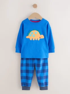 Pyjama's*Next Rood/blauw/groen geruite dinosaurus - Pyjama met geweven onderkant 3 Pack (9mths-12yrs)