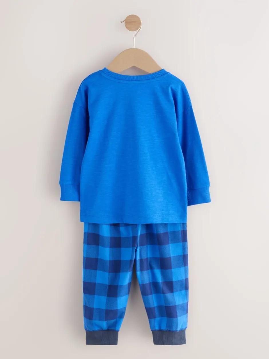 Pyjama's*Next Rood/blauw/groen geruite dinosaurus - Pyjama met geweven onderkant 3 Pack (9mths-12yrs)