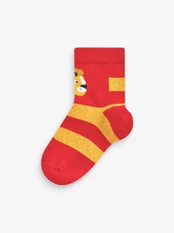 Sokken En Panty's|Sokken*Next Rood/blauw/groen met dierenprint - Verpakking van 7 paar sokken met hoog aandeel katoen