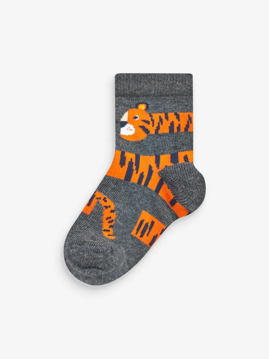Sokken En Panty's|Sokken*Next Rood/blauw/groen met dierenprint - Verpakking van 7 paar sokken met hoog aandeel katoen