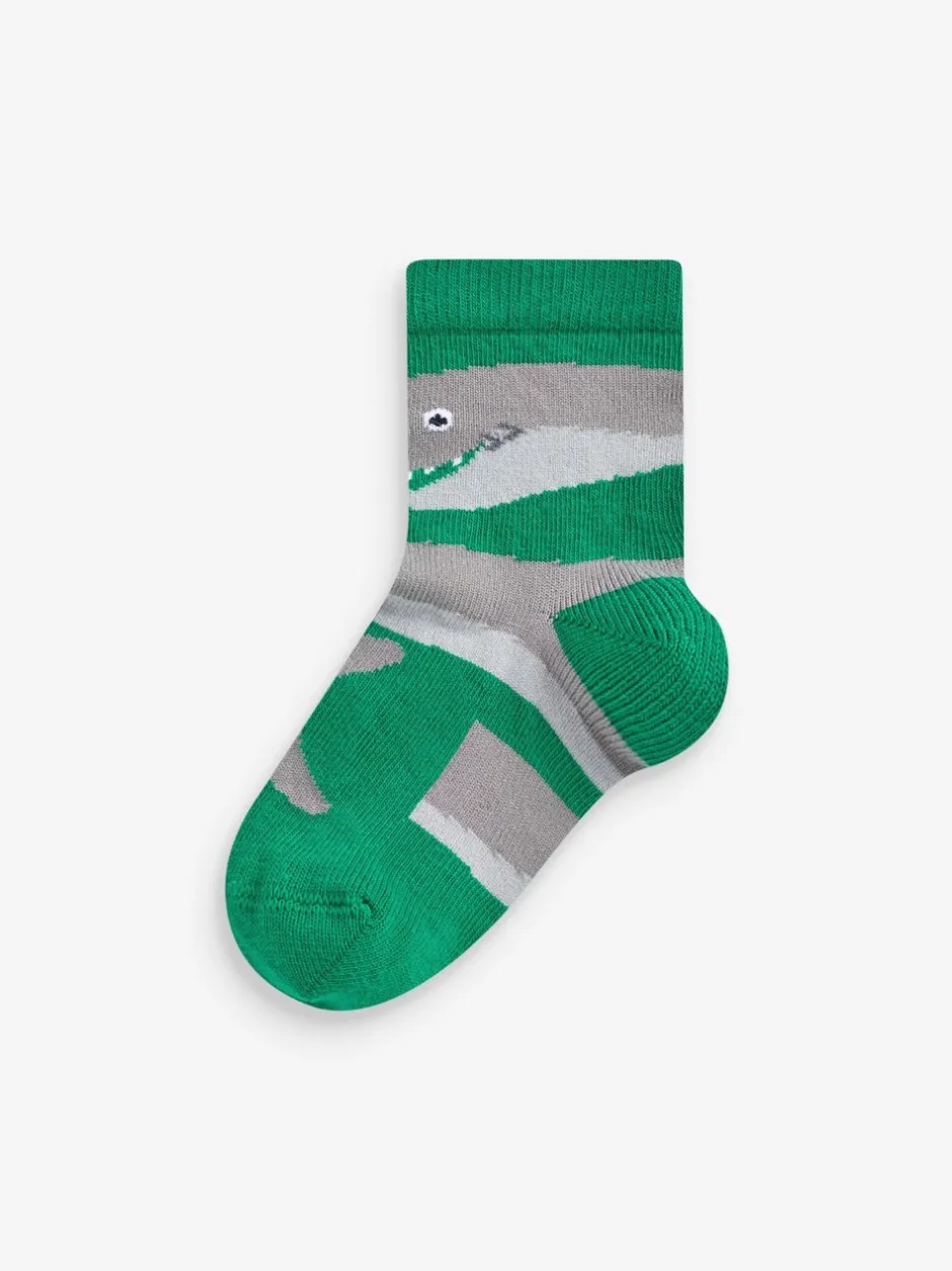 Sokken En Panty's|Sokken*Next Rood/blauw/groen met dierenprint - Verpakking van 7 paar sokken met hoog aandeel katoen