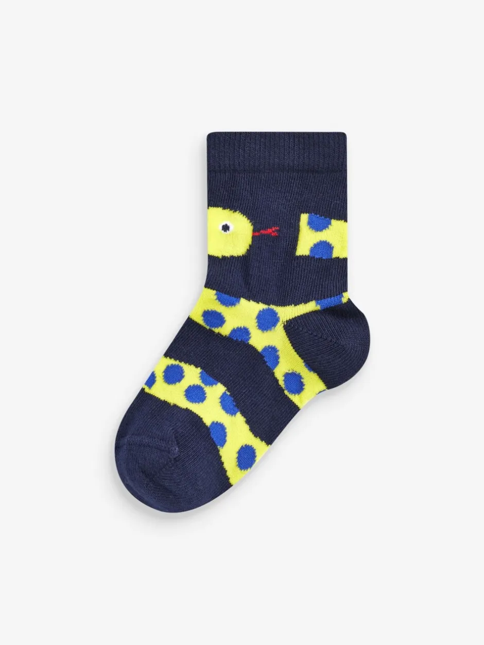 Sokken En Panty's|Sokken*Next Rood/blauw/groen met dierenprint - Verpakking van 7 paar sokken met hoog aandeel katoen