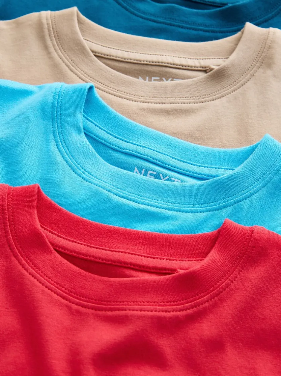 T-Shirts|Tops*Next Rood/blauw/marineblauw/Naturel - Set van 4 T-shirts met korte mouwen (3-16 jr)