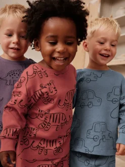 Multipacks|Pyjama's|Next Rood/blauw/paars - Oversized fit Pyjamas 3 Pack (9mths-10yrs)