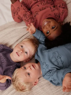 Multipacks|Pyjama's|Next Rood/blauw/paars - Oversized fit Pyjamas 3 Pack (9mths-10yrs)