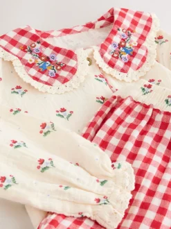 Nachtkleding En Pyjama's|Pyjama's*Next Rood/crèmekleurig - Geweven pyjama met knopen (9 mnd-10 jr)