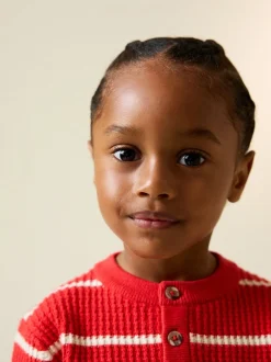 Truien En Breisels|Next - Knitted Stripe Henley Jumper (3mths-7yrs) Rood/ecru