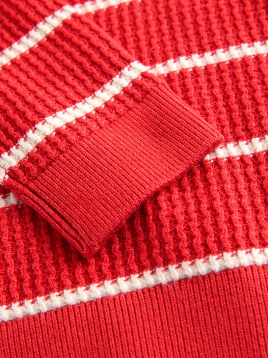 Truien En Breisels|Next - Knitted Stripe Henley Jumper (3mths-7yrs) Rood/ecru