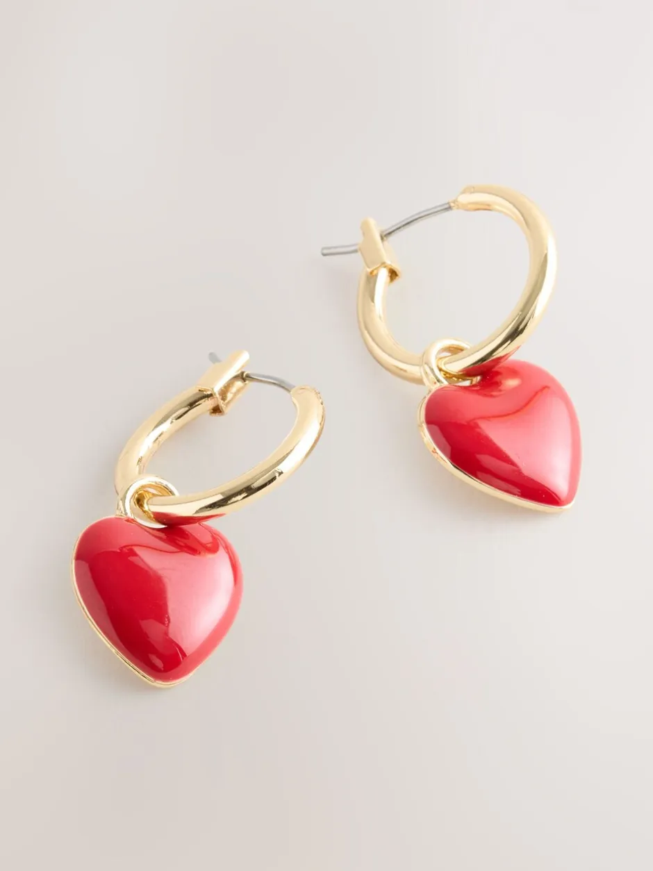 Sieraden|Next Rood/goudkleurig - Oorringen met hartje