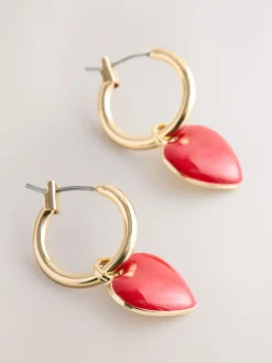 Sieraden|Next Rood/goudkleurig - Oorringen met hartje