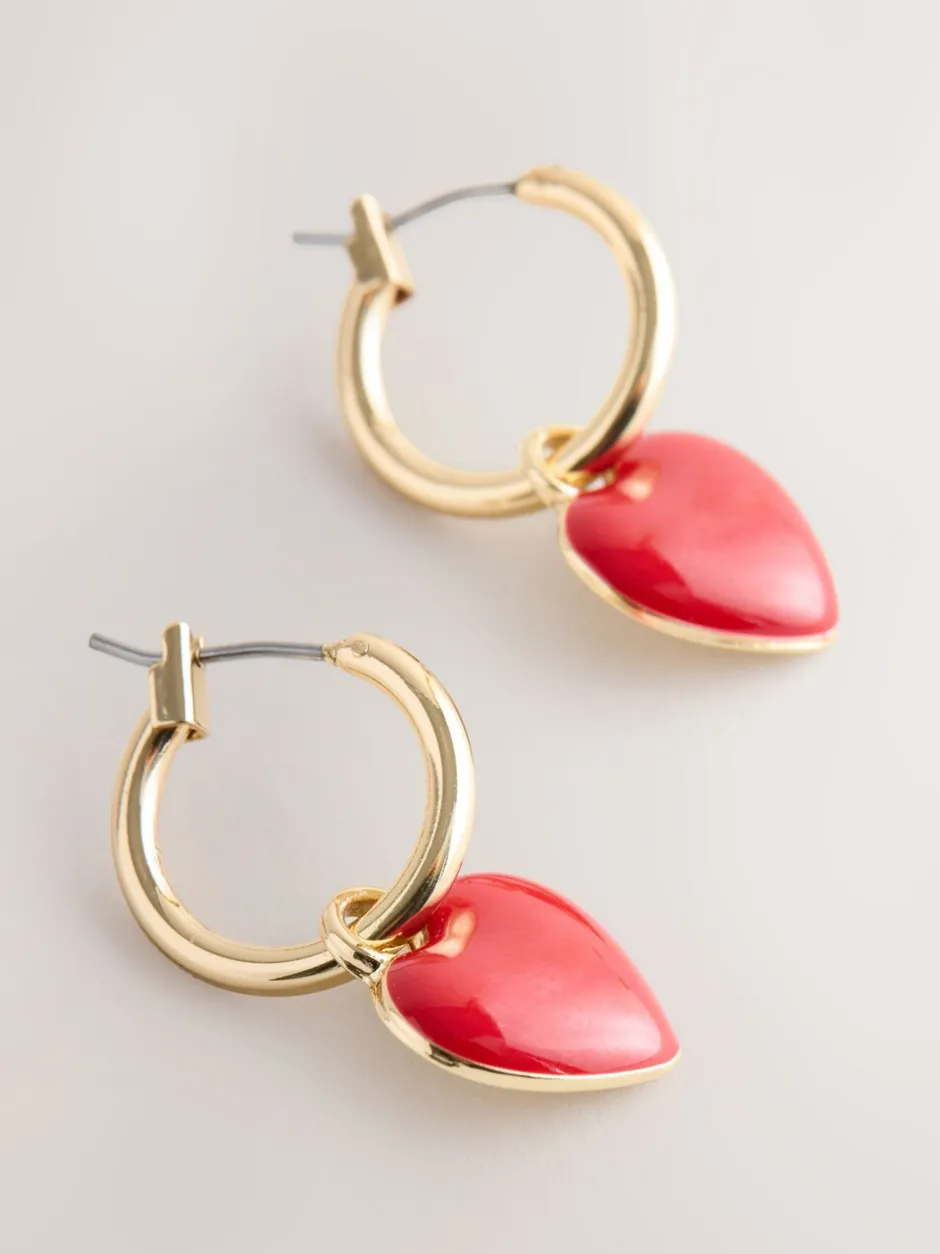 Sieraden|Next Rood/goudkleurig - Oorringen met hartje