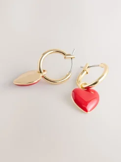Sieraden|Next Rood/goudkleurig - Oorringen met hartje