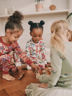 Nachtkleding En Pyjama's|Pyjama's*Next - Verpakking van 3 knusse pyjama's (9 mnd-10 jr) Rood/groen met bloemenprint