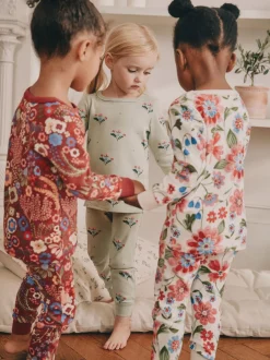 Nachtkleding En Pyjama's|Pyjama's*Next - Verpakking van 3 knusse pyjama's (9 mnd-10 jr) Rood/groen met bloemenprint