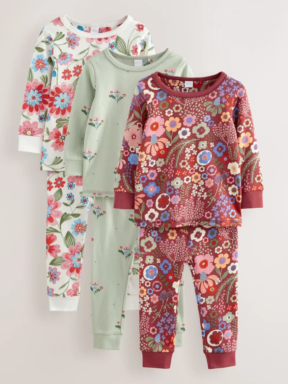 Nachtkleding En Pyjama's|Pyjama's*Next - Verpakking van 3 knusse pyjama's (9 mnd-10 jr) Rood/groen met bloemenprint