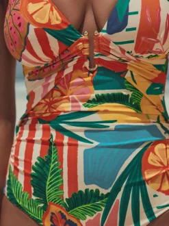 Badkleding*Next - Utrim Diep uitgesneden zwempak met buikcorrectie Rood/groen tropisch
