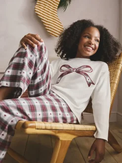Nachtkleding En Pyjama's|Pyjama's*Next Rood/groene strikruit - Kerstmis geweven onderkant pyjama's (2-16jr)