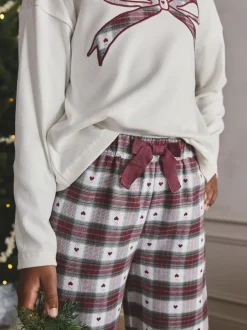 Nachtkleding En Pyjama's|Pyjama's*Next Rood/groene strikruit - Kerstmis geweven onderkant pyjama's (2-16jr)