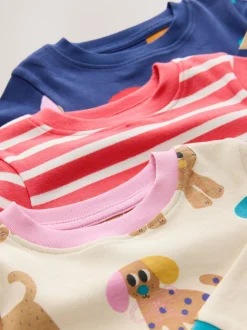Multipacks|Nachtkleding En Pyjama's|Next - Verpakking van 3 knusse pyjama's (9 mnd-9 jr) Rood/marineblauw hondenapplicatie