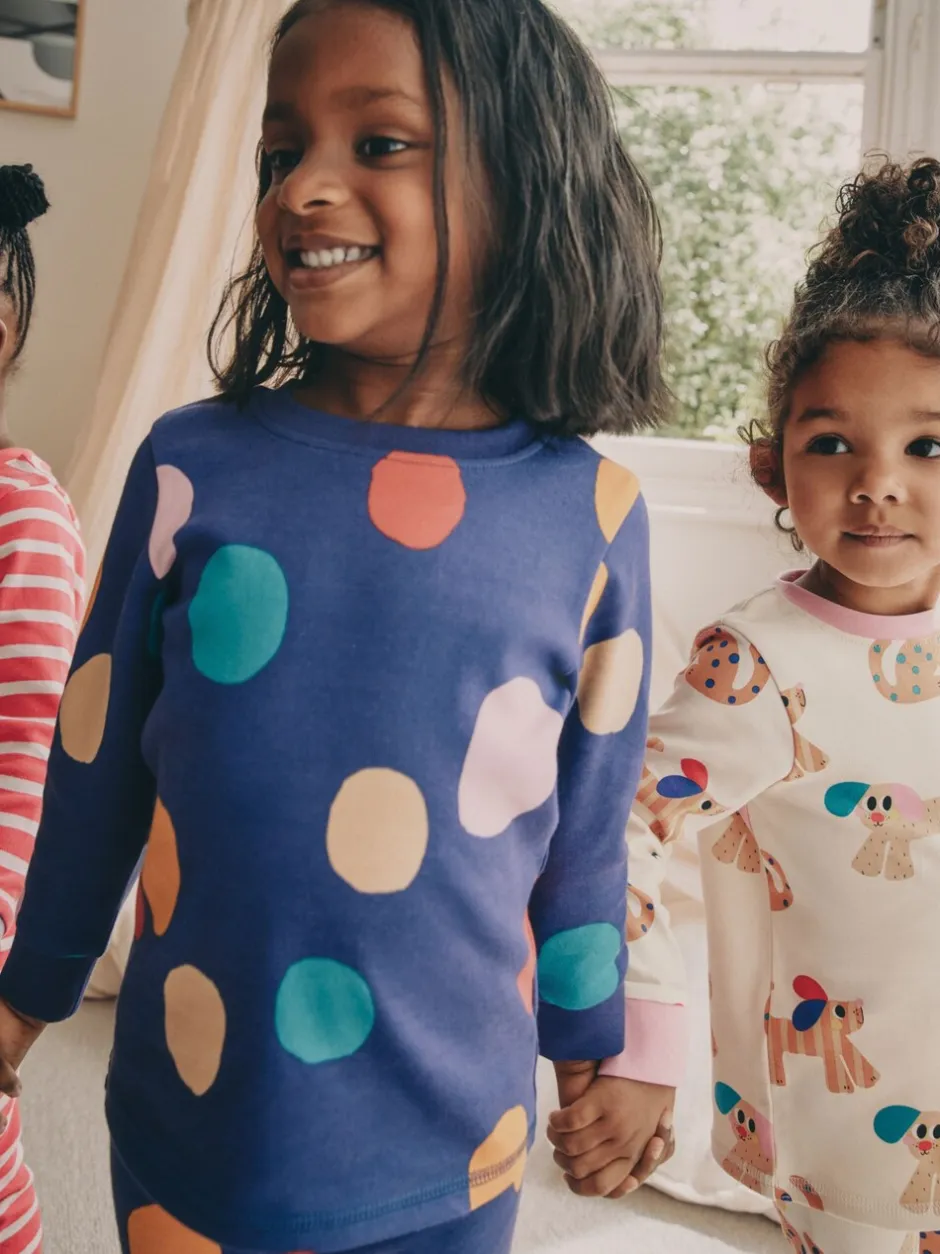 Multipacks|Nachtkleding En Pyjama's|Next - Verpakking van 3 knusse pyjama's (9 mnd-9 jr) Rood/marineblauw hondenapplicatie