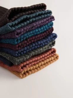 Sokken|Sokken|Next - Verpakking van 10 paar dikke sokken met hertenborduurwerk Rood/Oranje/Blauw