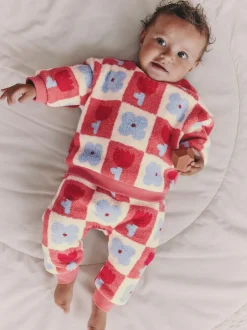 Truien En Breisels|Sweaters En Hoody´S|Next - 2 -delige Set van Fleece Tops en Leggings voor Baby''s (0mnd-2jr) Rood/paars geruit