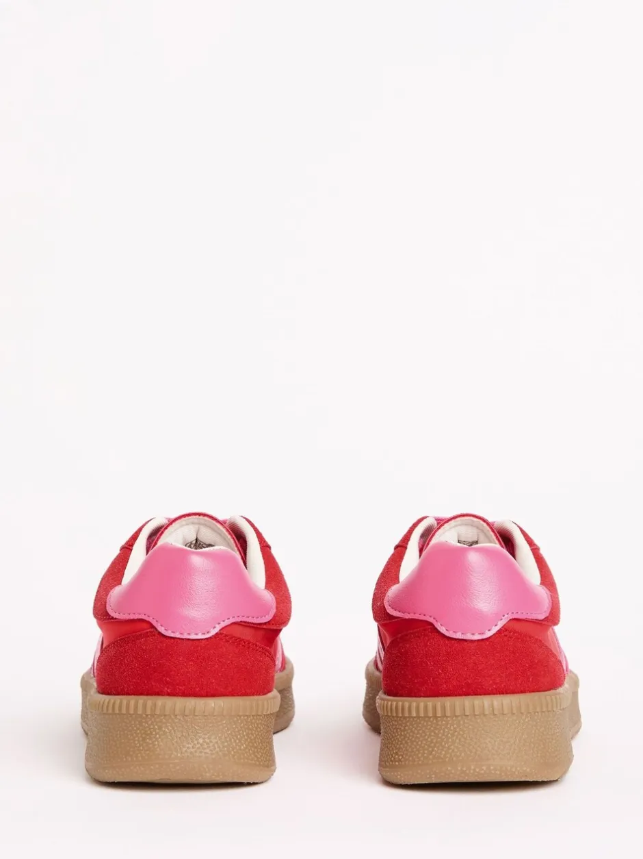 Sneakers|Friends Like These Rood/roze - Lace Up Retro Gumsole Sports Trainers