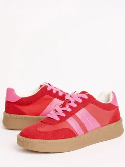 Sneakers|Friends Like These Rood/roze - Lace Up Retro Gumsole Sports Trainers