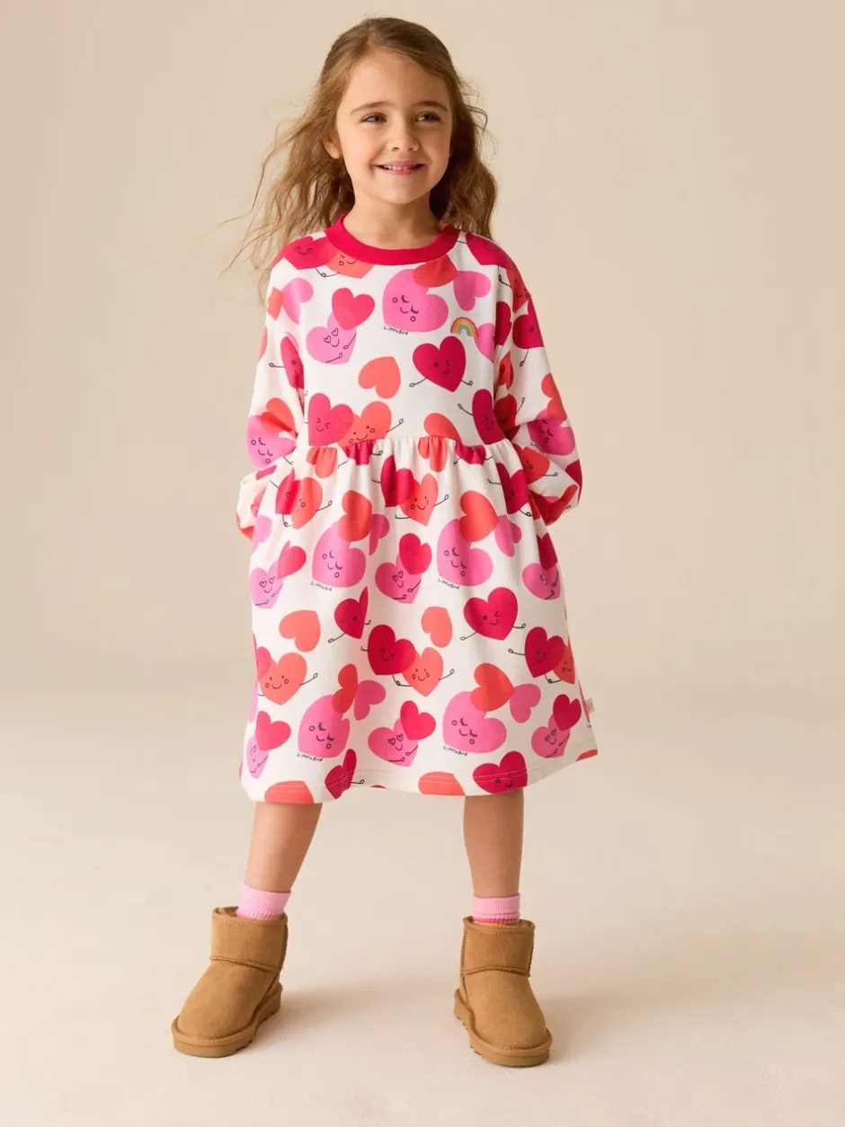 Jurken|Jurken|Little Bird by Jools Oliver Rood/roze - Skater Sweatjurk