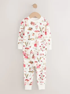 Nachtkleding En Pyjama's|Pyjama's|Next - Verpakking van 3 knusse pyjama's (9 mnd-9 jr) Rood/roze bloemenapplicatie