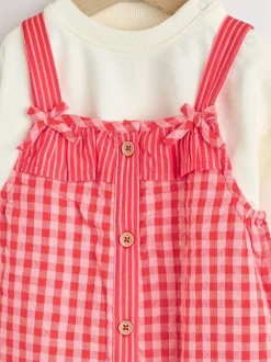 Tuinbroeken*Next - Baby tuinbroek en bodysuit 2 -delige set (0mnd -2jr) Rood/roze geruit