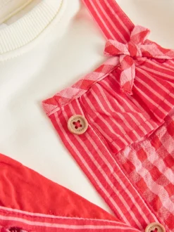 Tuinbroeken*Next - Baby tuinbroek en bodysuit 2 -delige set (0mnd -2jr) Rood/roze geruit