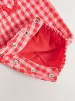 Tuinbroeken*Next - Baby tuinbroek en bodysuit 2 -delige set (0mnd -2jr) Rood/roze geruit