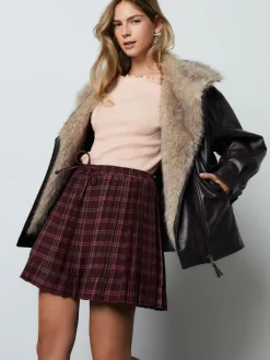 Rokken|Next - Pleated Pull On Mini Skirt Rood/roze geruit