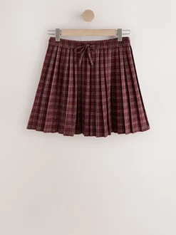 Rokken|Next - Pleated Pull On Mini Skirt Rood/roze geruit