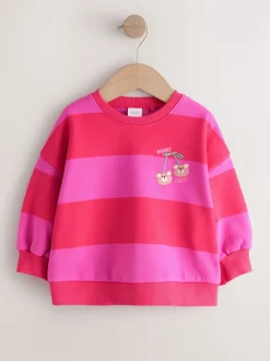 Truien En Breisels|Sweaters En Hoody´S*Next Rood/roze gestreept - Sweatshirt met ronde hals (3 mnd-7 jr)