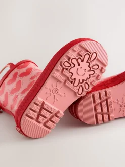 Laarzen*Next Rood/roze met hartjes - Laarzen met handgreep