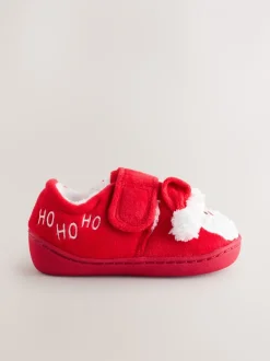 Pantoffels|Next - Warm gevoerde pantoffels met kuipzool Rood/wit Kerstmis