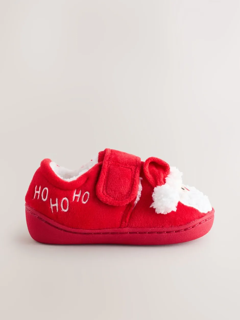 Pantoffels|Next - Warm gevoerde pantoffels met kuipzool Rood/wit Kerstmis