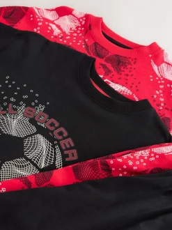Pyjama's|Nachtkleding En Pyjama's*Next Rood/zwart voetbal  - Verpakking van 2 pyjama's met lange mouwen (3-16 jr)