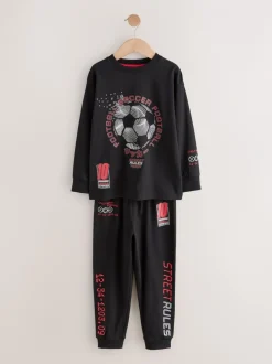 Pyjama's|Nachtkleding En Pyjama's*Next Rood/zwart voetbal  - Verpakking van 2 pyjama's met lange mouwen (3-16 jr)