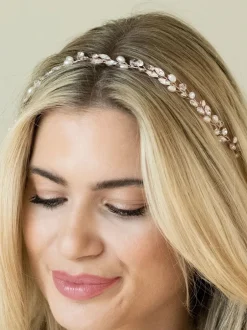 Haaraccessoires*Ivory & Co - bohemia haarband met kristallen en parels Roségoudkleurig