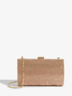 Tassen En Portemonnees*Lipsy - Embellished Box Clutch Bag Roségoudkleurig